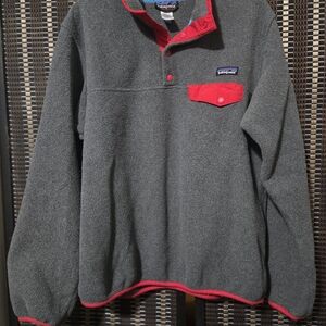 Patagonia Gray and Red Synchilla Fleece